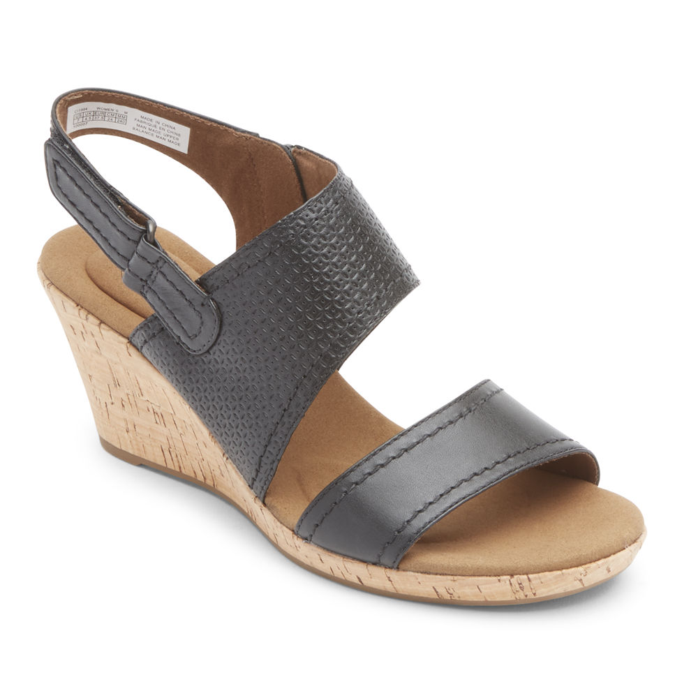 Sandalias Rockport Mujer Mexico - Briah Asymmetrical 2-Piece Negros - LPRXS3059